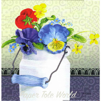 Blue Pansy in Can - 10" x 10"