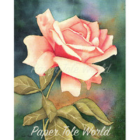 Pink Solitary Rose - 8" x 10"