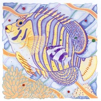 Tropical Fish - Purple - 6" x 6"
