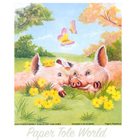 Piggies Playtime A - Single Print - 5" x 6"