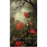 Hummingbird and Passionflowers, 7" x 12", Single Print