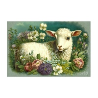Lamb Amongst Flowers - 9" x 13"