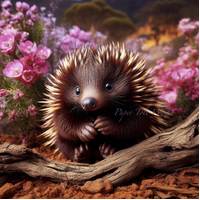Short Nosed Echidna, 10" x 10"