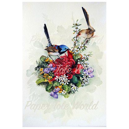 Picture of Wrens & Wildflowers - 8" x 10"