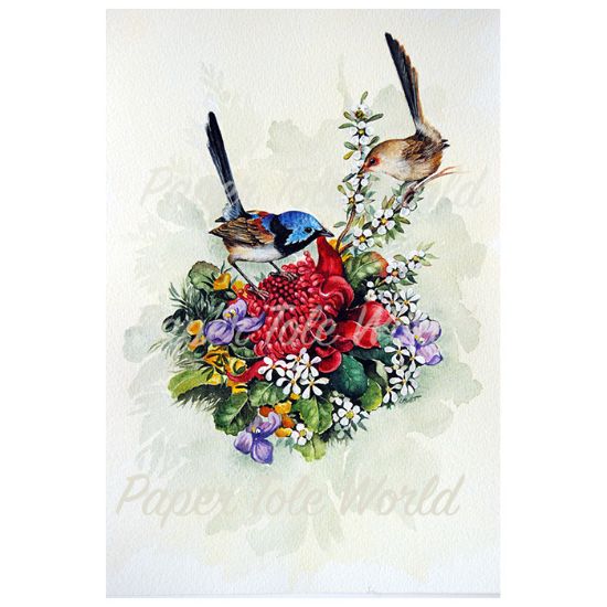 Picture of Wrens & Wildflowers - 8" x 10"