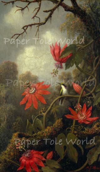 Picture of Hummingbird and Passionflowers, 7" x 12"