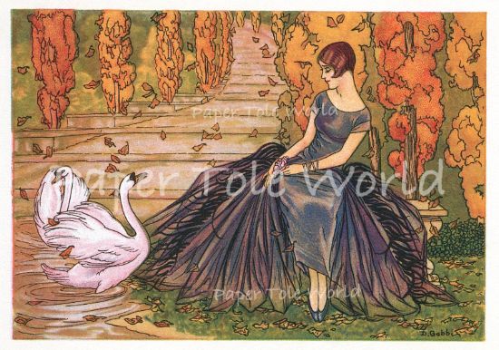 Picture of Lady and Her Swans 8" x 11"