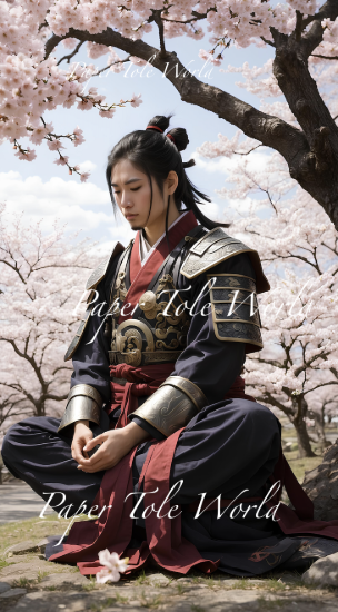 Picture of Japanese Warrior Meditating 7.6" X 13.6"